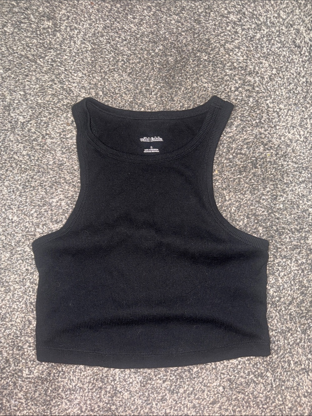 Black Ribbed High-Neck Crop Tank size small.